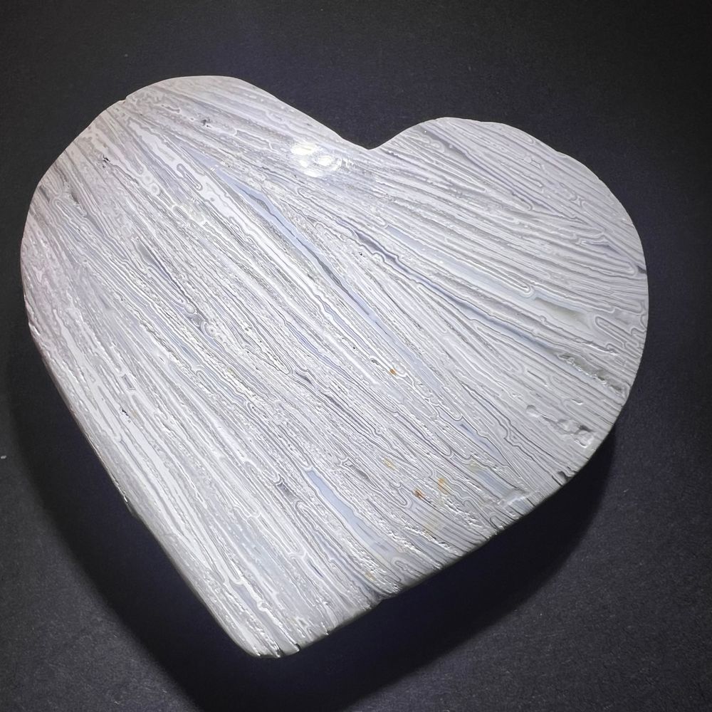 Mexican White Lace Agate Druzy Heart‎ Carving - Picture 5 of 10